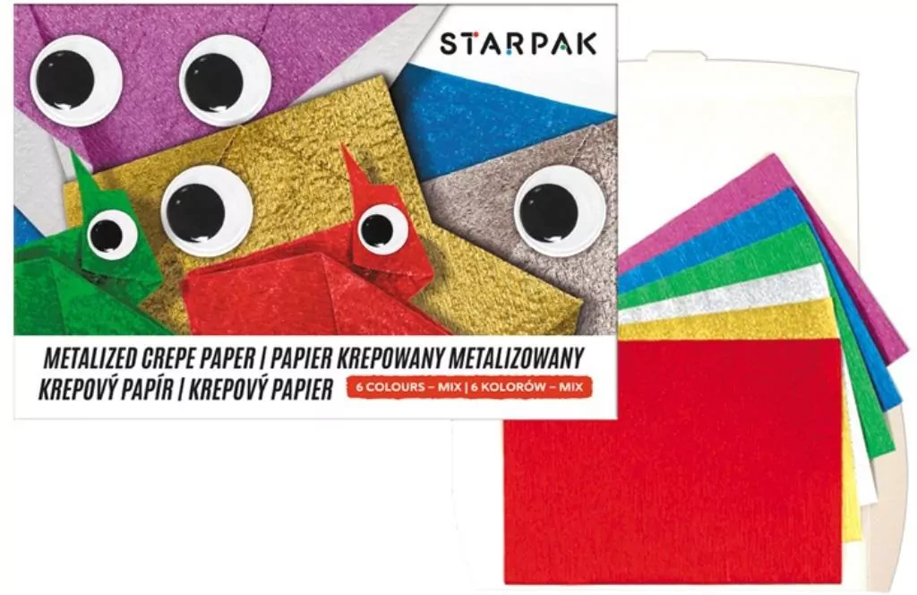 Papier metalizowany krepowany 6 kolorów C5 - tantis.pl
