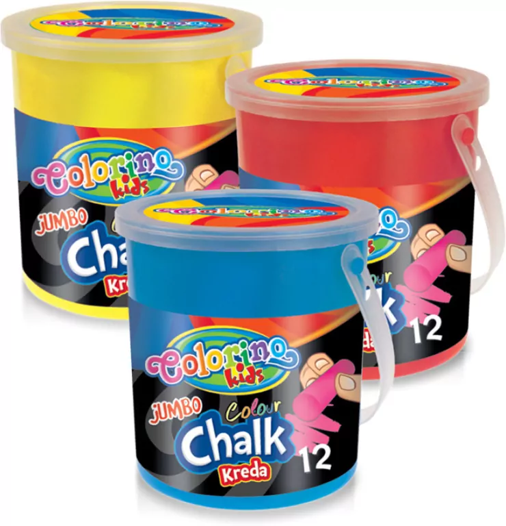 Kreda kolorowa Jumbo Colorino Kids wiaderko 12 sztuk mix - tantis.pl