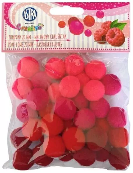 Pompony dekoracyjne 20mm. Malinowy chruśniak - tantis.pl
