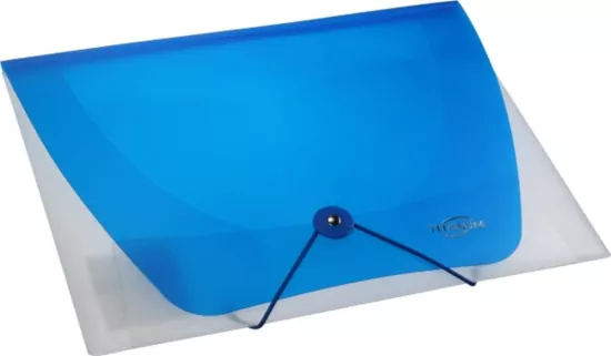 Teczka PP A4 z gumką transparentna, niebieska