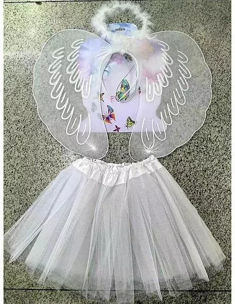 Strój aniołka krzydełka ze spódniczką + aureolka - tantis.pl