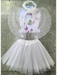 Strój aniołka krzydełka ze spódniczką + aureolka