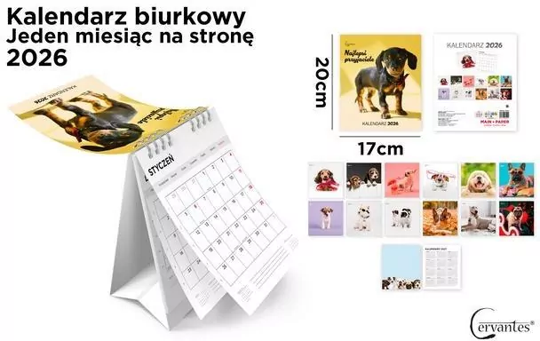 Kalendarz 2026 biurkowy 17x20cm Pies - tantis.pl