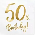 Serwetki 50th Birthday białe 33x33cm - tantis.pl