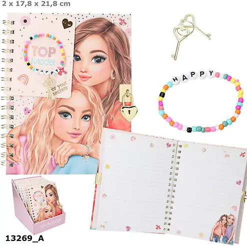 Pamiętnik na kłódkę z bransoletką Top Model 13269A - tantis.pl