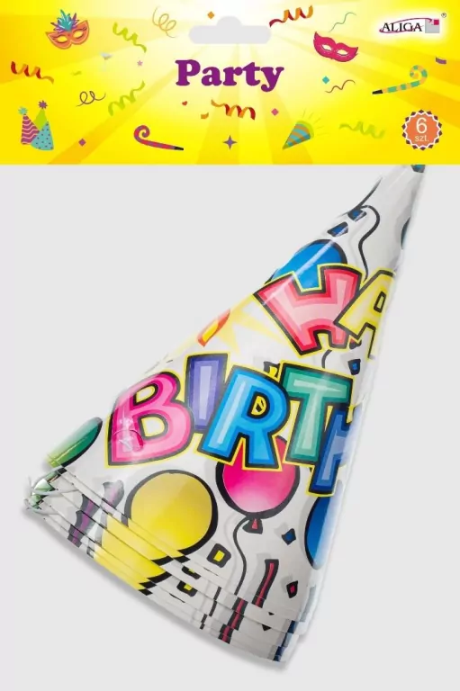 Czapeczka papierowa kolorowa 6szt - tantis.pl
