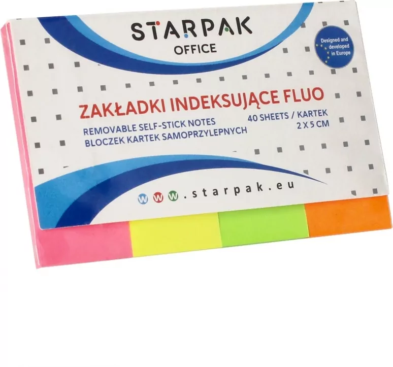 Zakładka indeksująca fluo 20x50mm/40k. 4 kolory - tantis.pl