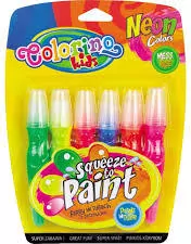 Farby Colorino Kids w tubach z pędzelkiem. Neonowe 6 kolorów - tantis.pl