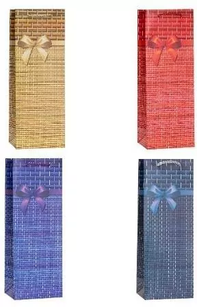 Torebka ozdobna na butelkę 12x35x9cm mix ROZETTE. 1 sztuka - tantis.pl