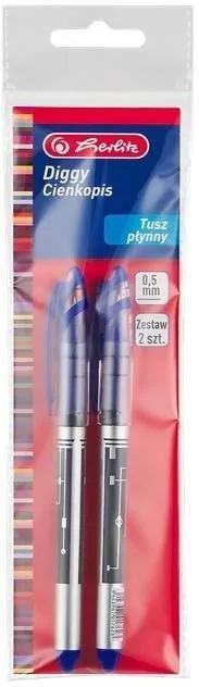 Długopis żelowy Diggy 0,5mm nieb. 2 szt HERLITZ - tantis.pl