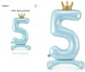 Stojący balon foliowy cyfra 5 84cm błękitny - tantis.pl