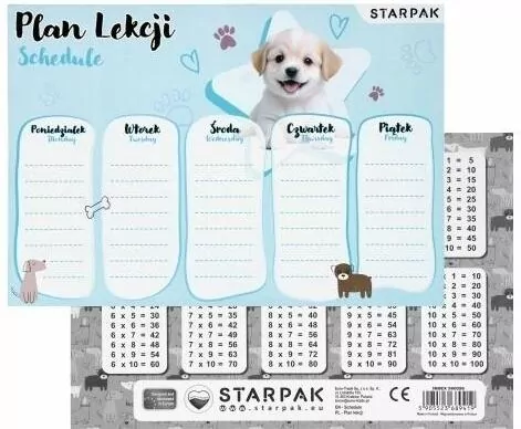 Plan lekcji z tabliczką mnożenia - tantis.pl