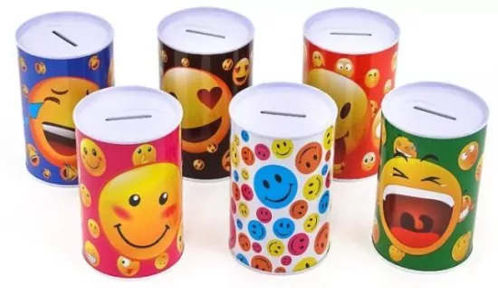 Skarbonka metalowa buźki 13x8cm MIX