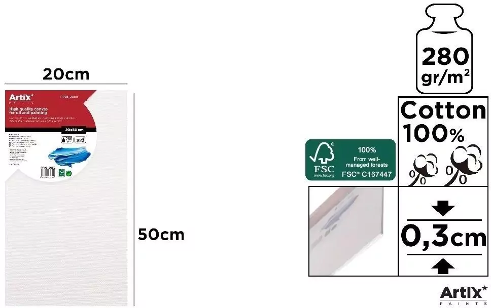 Tablica malarska 20x50x0,3cm 280G/m2 - tantis.pl