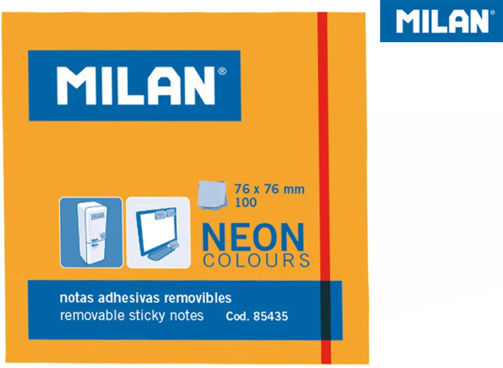 Karteczki samoprzylepne 76x76 neon.pomarańcz MILAN - tantis.pl