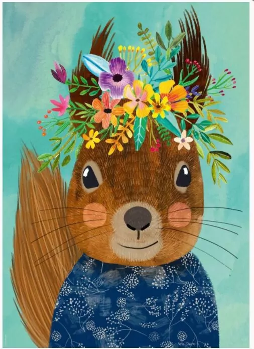 Puzzle 1000 Floral Friends, Wiewiórka, Mia Charro - tantis.pl