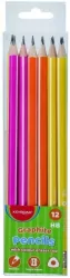 Ołówek HB z gumką trójkątny neonowy, 12 sztuk