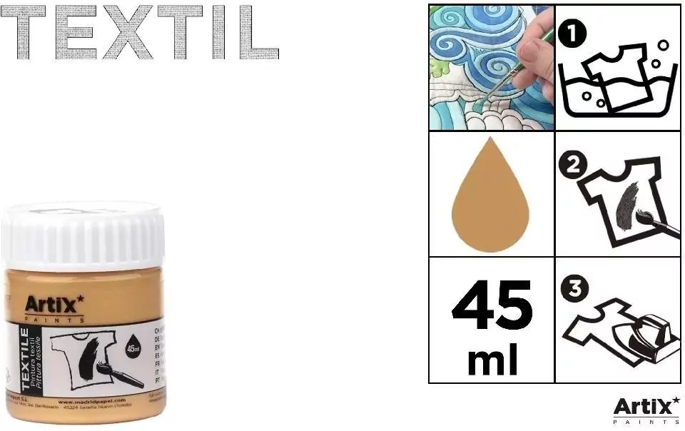 Farba do tkanin 45ml złota (6szt) - tantis.pl