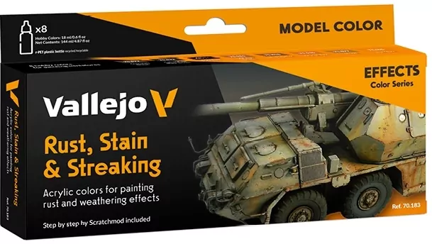 Vallejo: 70.183 - Model Color - Effects - Rust, Stains & Streaking (8 x 18 ml) - tantis.pl