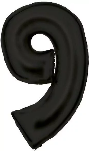 Balon foliowy cyfra 9 satynowa czarna 86cm - tantis.pl