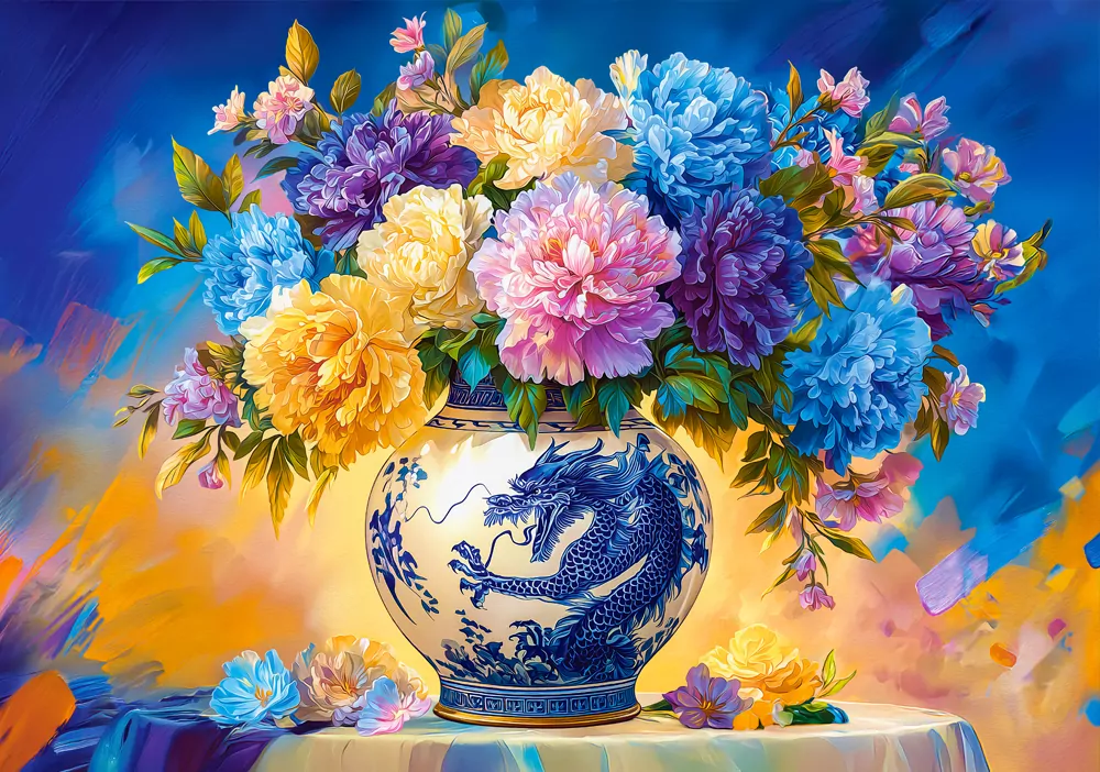Puzzle 500 Flowers in Chinese Porcelain CASTOR - tantis.pl