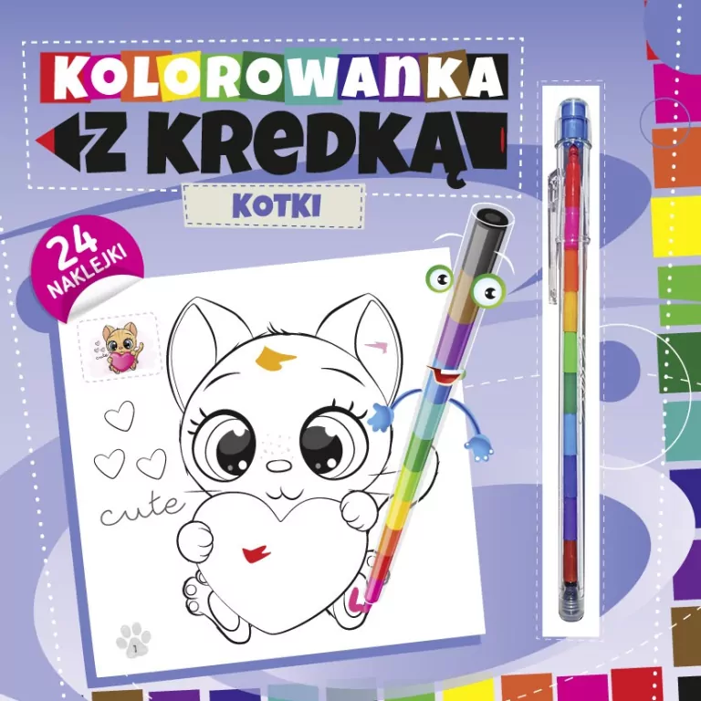 Kotki. Kolorowanka z kredką - tantis.pl