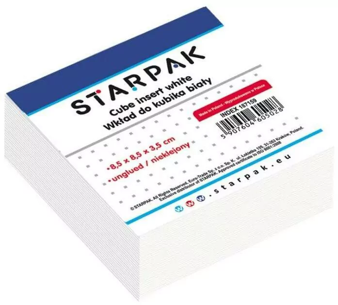 Wkład do kubika 85x85 mm. Biały nieklejony - tantis.pl