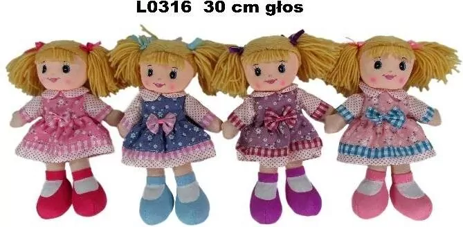 Lalka szmacianka 30cm z głosem 4 wzory 156563 - tantis.pl