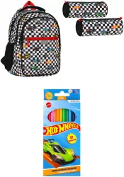 Pakiet Hot Wheels: plecak / piórnik tuba / GRATIS kredki ołówkowe