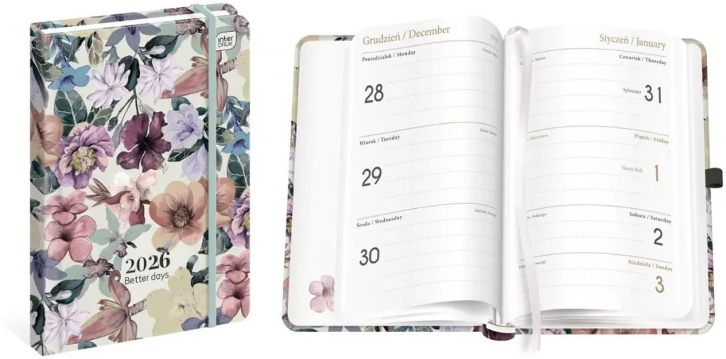 Kalendarz 2026 książkowy B6/192K Mat+UV Flowers - tantis.pl
