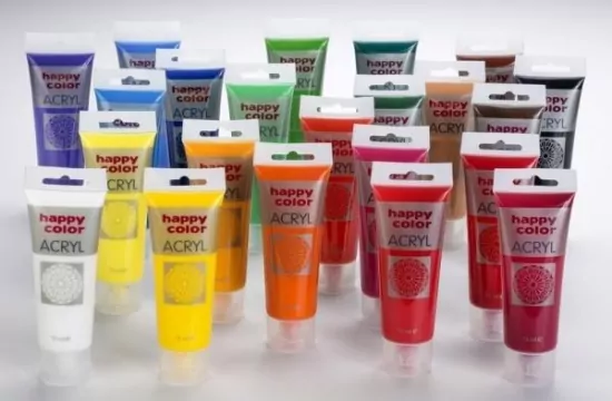 Farba akrylowa 75ml czerwona fluo HAPPY COLOR