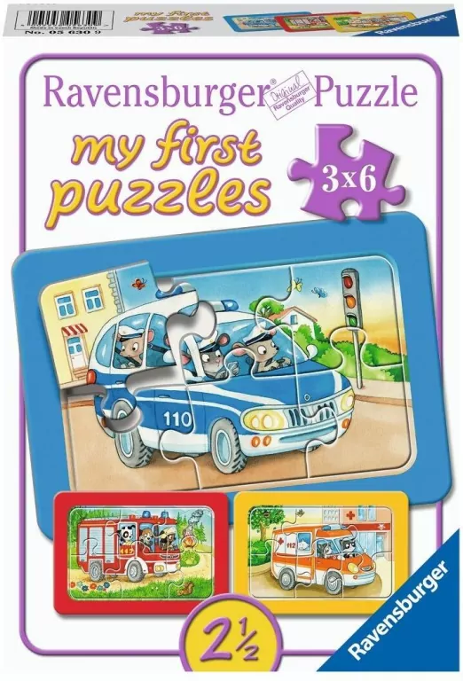 Puzzle 3x6 Emergency Vehicles - tantis.pl