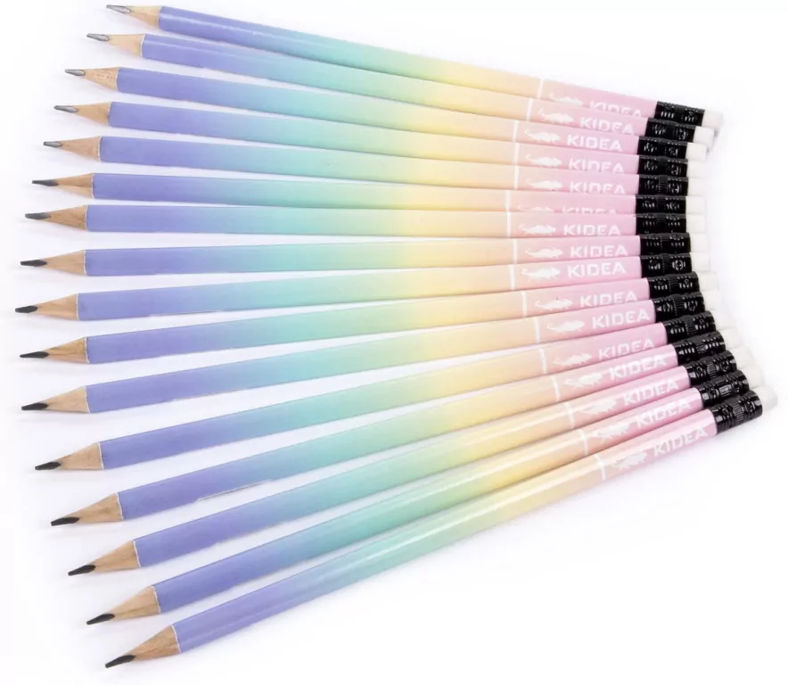 Ołówek trójkątny z gumką z nadrukiem Kidea, mix - tantis.pl