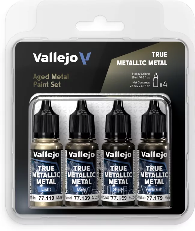 Vallejo: 77.258 - True Metallic Metal - Aged Metal Paint Set - tantis.pl