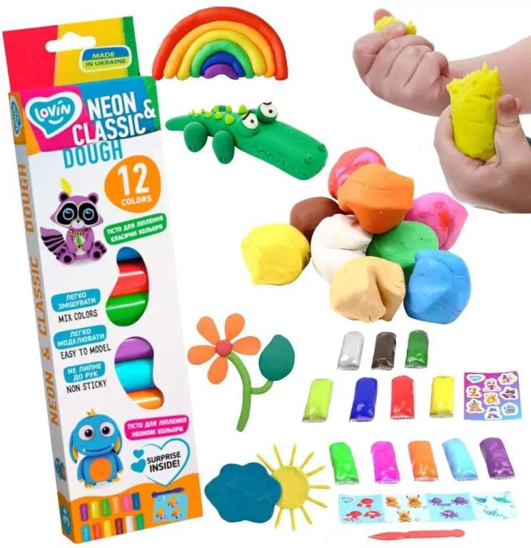 Zestaw do modelowania z ciastem 12 kolorów - tantis.pl