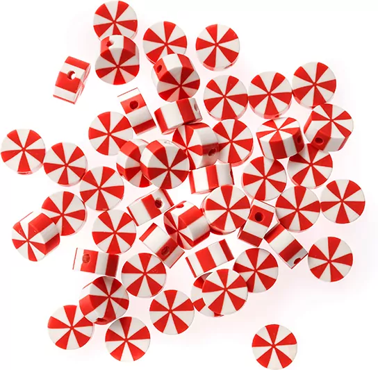Koraliki polimerowe cukierki swiąteczne 1cm 48szt - tantis.pl