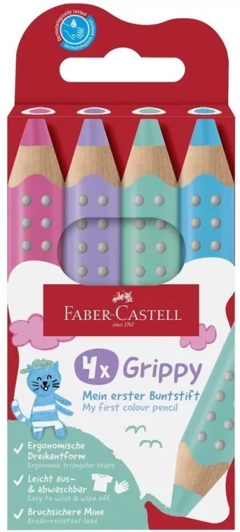 Kredki Grippy pastelowe 4kol FABER CASTELL - tantis.pl