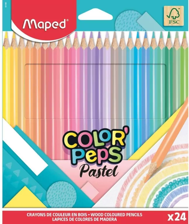 Kredki ołówkowe Colorpeps pastel 24kol MAPED - tantis.pl
