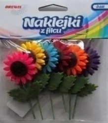 Naklejki z filcu kwiatki, 6 sztuk