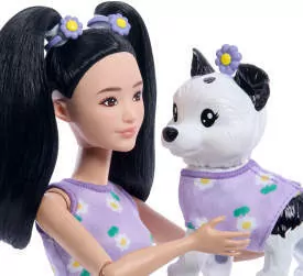Barbie Jednakowa stylizacja Lalka i piesek Kwiatki - tantis.pl