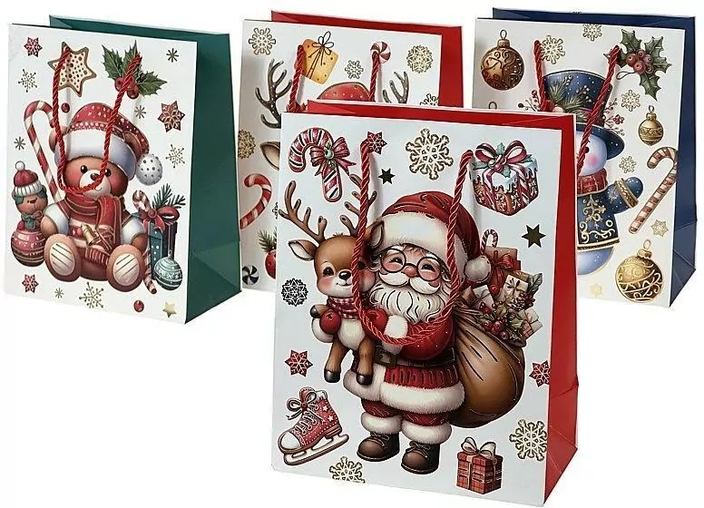 Torebka prezentowa Boże Narodzenie 23x18x9cm MIX - tantis.pl