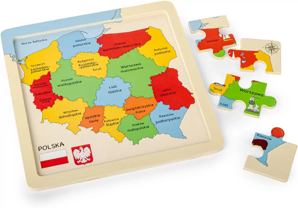Puzzle Mapa drewniane 25x25cm - tantis.pl