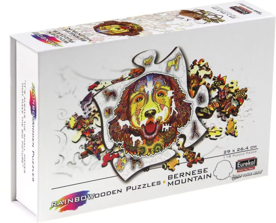 Puzzle 118 drewniane kolorowe Berneński Pies Pasterski - tantis.pl