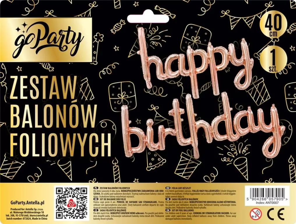 Zestaw balonów foliowych Happy Birthday rose gold - tantis.pl