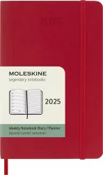 Kalendarz 2025 tygodniowy. Pocket, czerwony