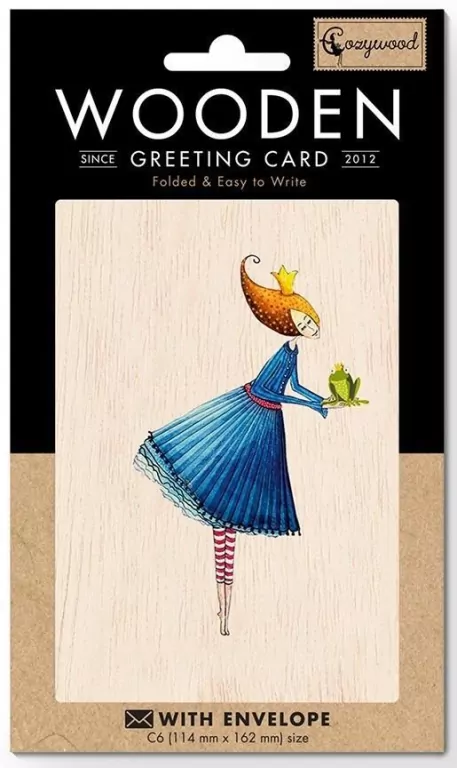 Karnet drewniany C6 + koperta Kobieta z żabą - tantis.pl