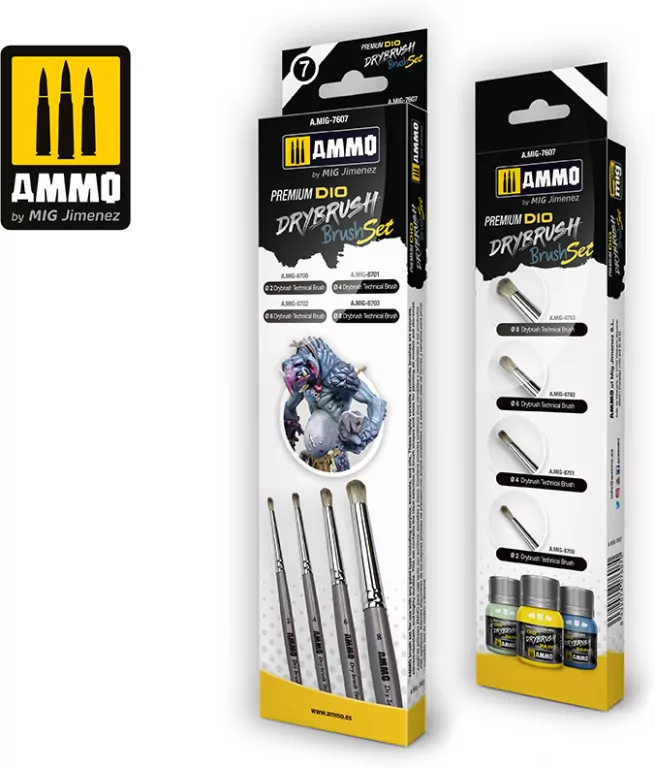 Ammo: Premium DIO Drybrush Brush Set - tantis.pl