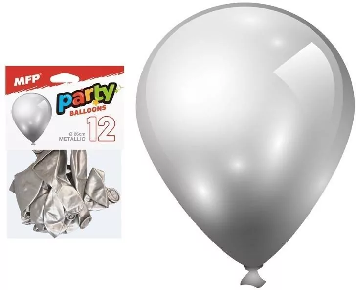 Balon dmuchany metal srebrny 26cm 12szt - tantis.pl