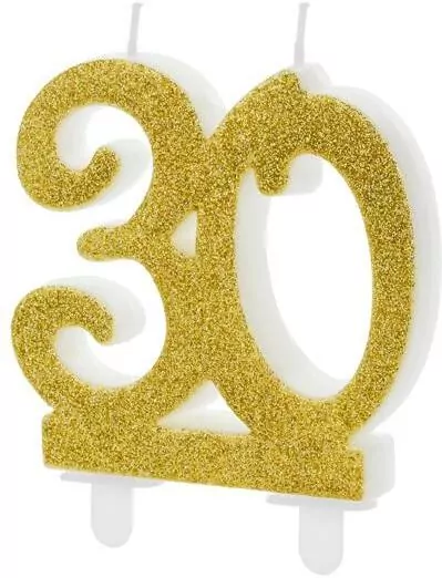 Świeczka urodzinowa liczba 30 złota 7,5cm - tantis.pl