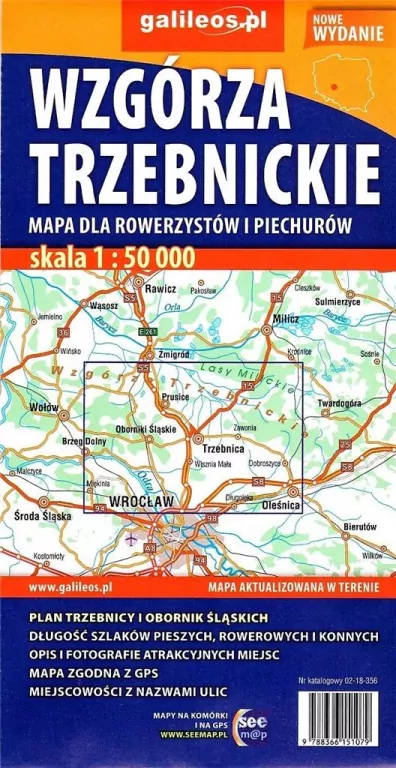 Mapa dla rowerzystów i piech. -Wzgórza Trzebnickie - tantis.pl